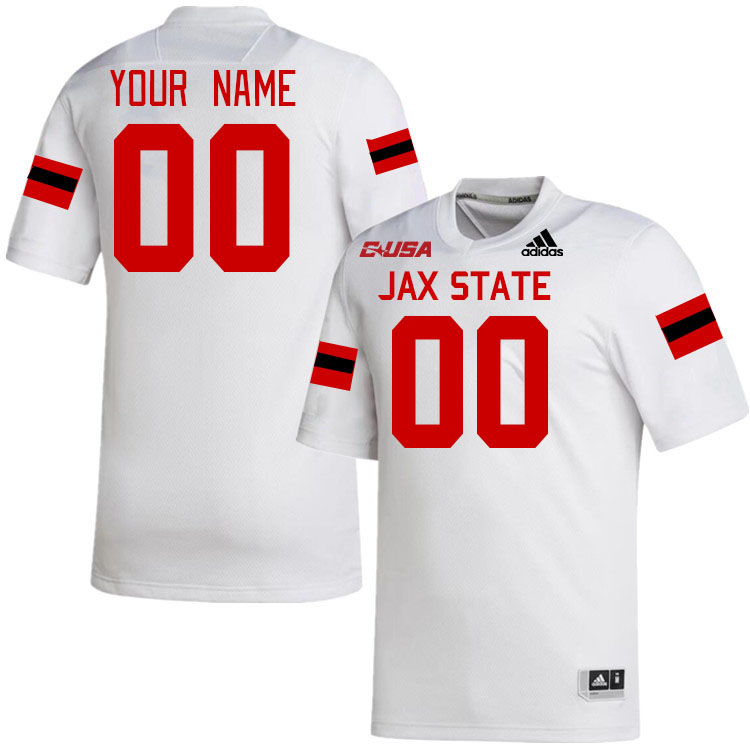 Custom Jacksonville State Gamecocks Name And Number Football Jerseys Stitched-White